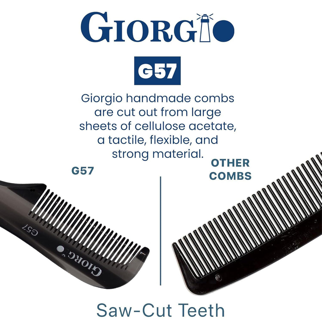 Giorgio G57 Extra Small 2.75 Inch Men's Fine Toothed Beard and Mustache Comb for Facial Hair Grooming and Styling. Wallet Pocket Comb Handmade of Quality Durable Cellulose, Saw-Cut and Hand Polished