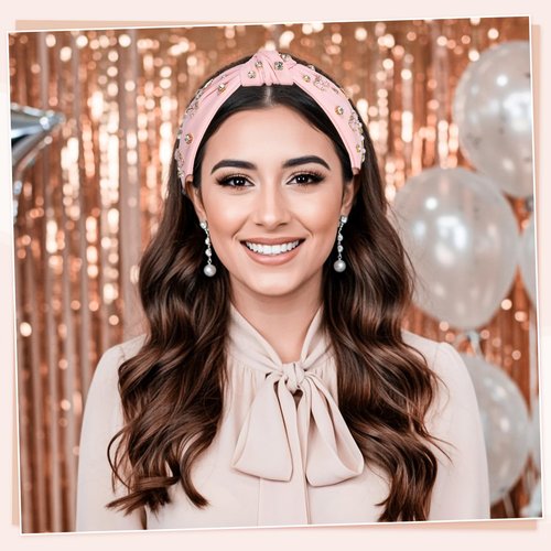 obeoby Pink Headbands for Women, Knotted Teacher Headband Non Slip Valentine's Day Bow Headband