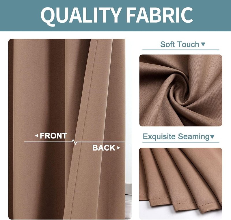 ChrisDowa Grommet Blackout Curtains - Thermal Insulated Room Darkening Panels, Cappuccino, 38W x 54L
