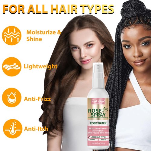 Coconut Heat Protectant Spray - Keratin Protein Hair Serum Anti Frizz Control Repair - Rose Water Moisturize Anti-Frizz Smooth Products (3PCS)
