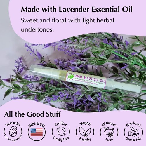 Mona Brands All Natural Nail Oil Cuticle Pen - Restores & Protects Damaged Cuticles | Lavender (2.5 mL)