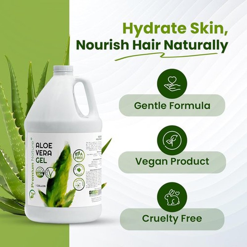 Premium Nature Aloe Vera Gel - Pure Moisturizer for Face & Dry Skin | Sunburn Relief, 1 Gallon (128 fl oz)