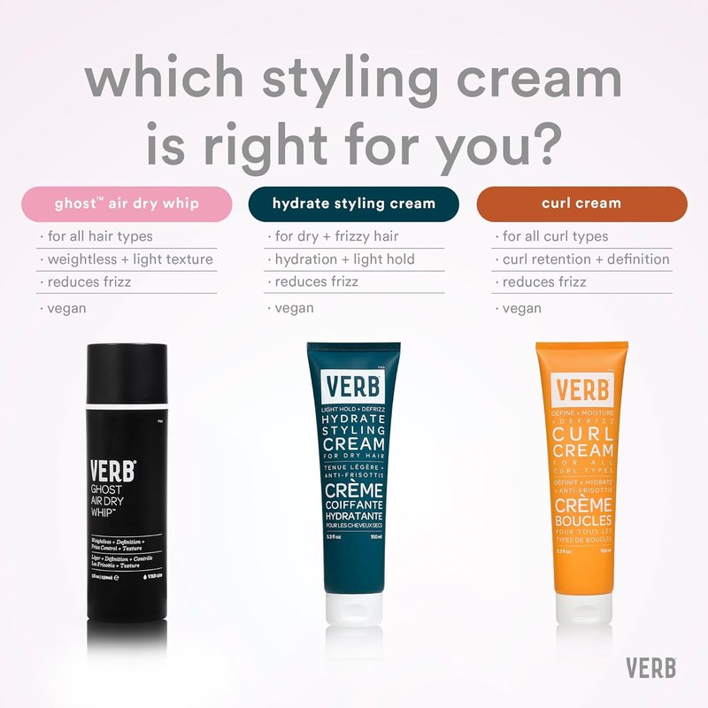 VERB Hydrate Styling Cream - Smooths & Reduces Frizz for Dry Hair - Amber & Warm Jasmine Scent