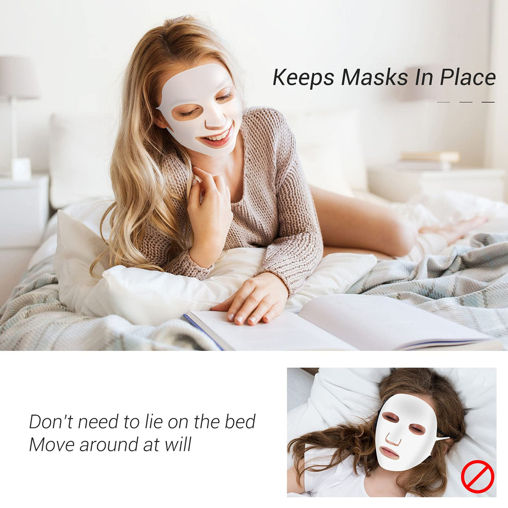 Maitys 5 Pcs Reusable Silicone Face Mask for Sheet Masks, Anti-wrinkle Moisturizing Facial Mask Cover Holder, Prevent Evaporation Hairdressing Skincare Beauty Spa Care Tool(White)