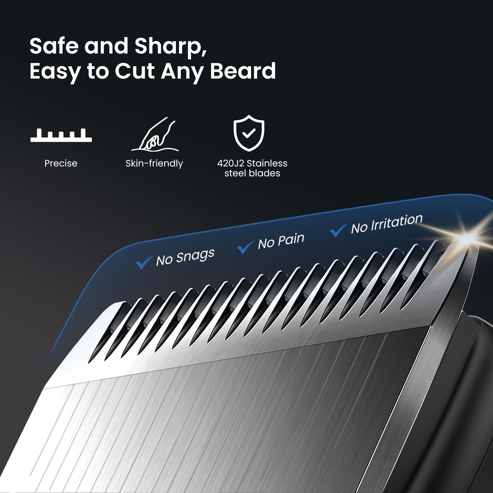 MAXGROOM 6 in 1 Beard Trimmer for Men, Waterproof Cordless Electric Razor Shaver, Men's Grooming Kit for Mustache, Hair, Face, Nose and Body, USB Recharge Dock - Silver