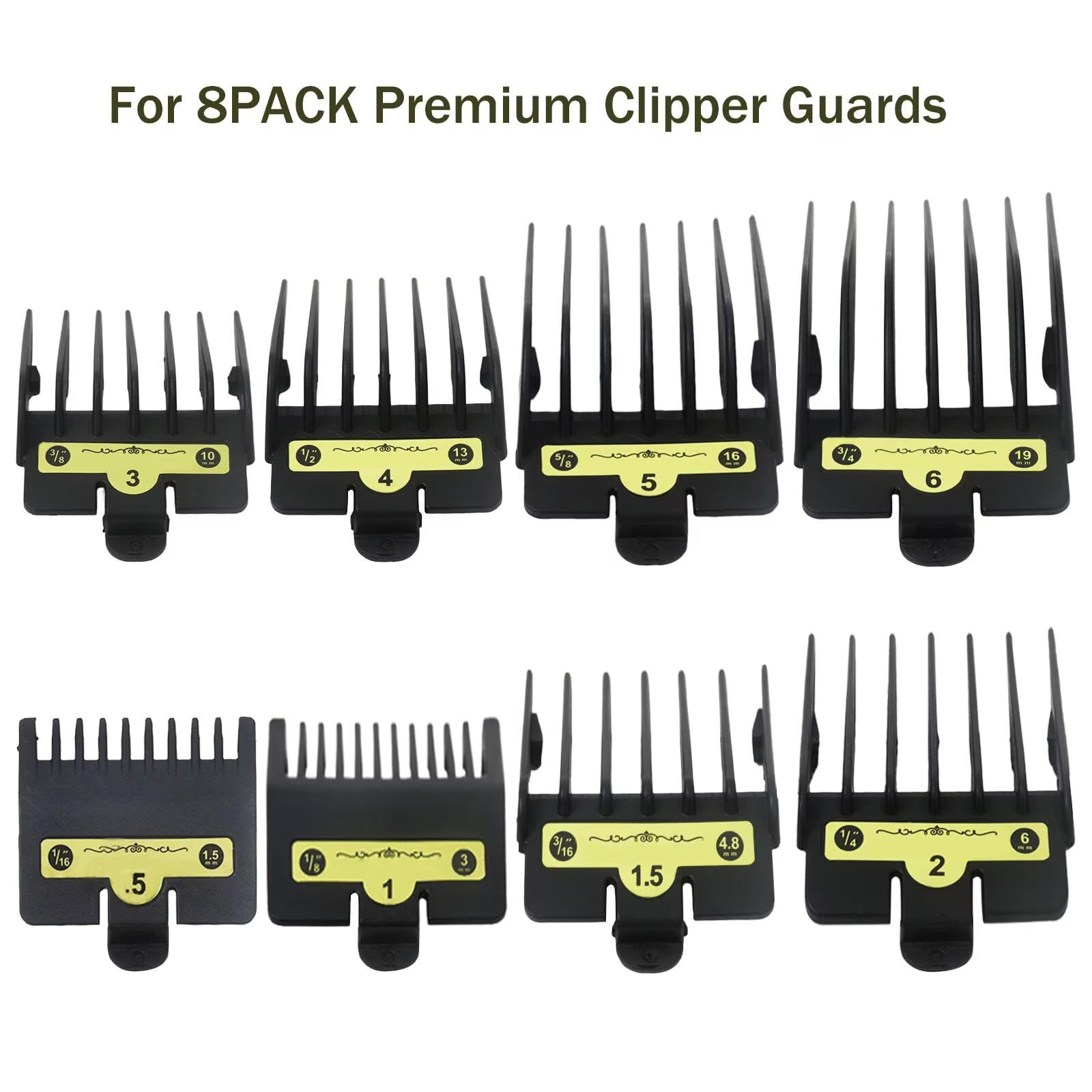 Zafina-UP 8pcs Clipper Guards for BaBylissPRO Barberology FX870, FX880, FX825, and FX673 Clippers, Trimmer Replacement Guards 8 Length (1/16, 1/8, 3/16, 1/4, 3/8, 1/2, 5/8, 3/4inch)