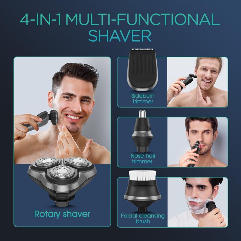 VOYOR Electric Razor for Men - Cordless Rechargeable Shaver for Wet/Dry Use | Waterproof TX410 - Grey