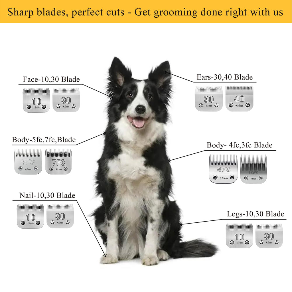 SUNISSA Detachable Pet Dog Grooming Clipper Ceramic Blade,Compatible with Andis Size 30 Cut Length 1/50"(0.5mm),Compatible with Oster A5,Wahl KM Series Clippers