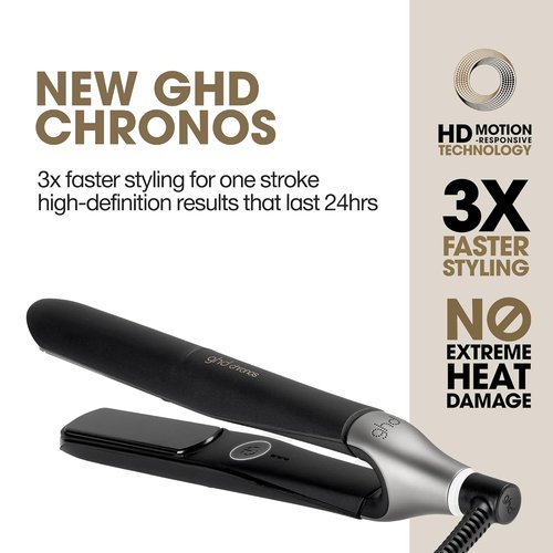 GHD Chronos & Chronos Max Stylers | Professional Flat Iron Hair Straighteners | 3X Faster Styling, 85% More Shine, Lasts 24 Hours