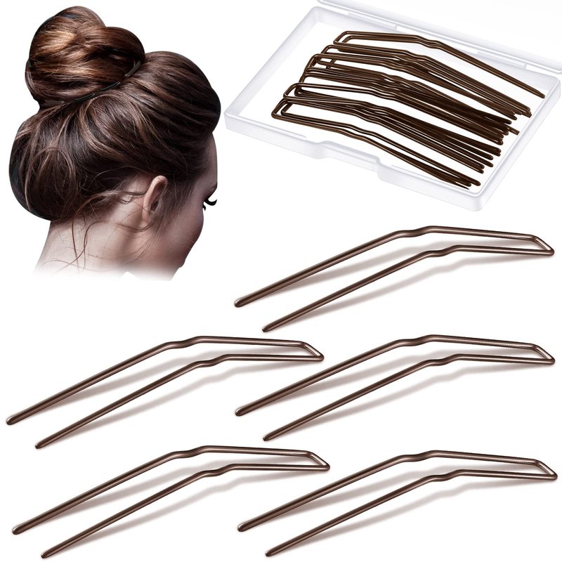 Waydress 36 Pieces U Shaped Hairpins Ballet Buns Bobby Pins Hair Styling Metal Hairpins for Updo Bun Bobby Pins for Women Lady Thick Thin Long Curly Hair(Brown, 2.5 Inches)