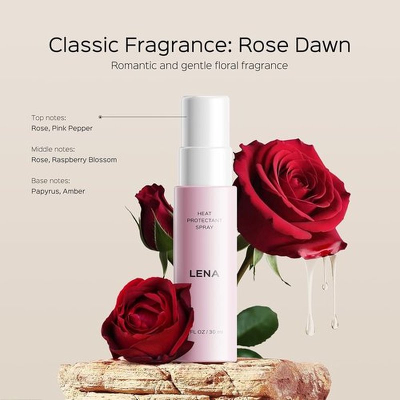 LENA HAIR Heat Protectant Spray - 450°F Protection for All Hair Types | 2-Pack, 1 fl oz Each, Rose Dawn Scent