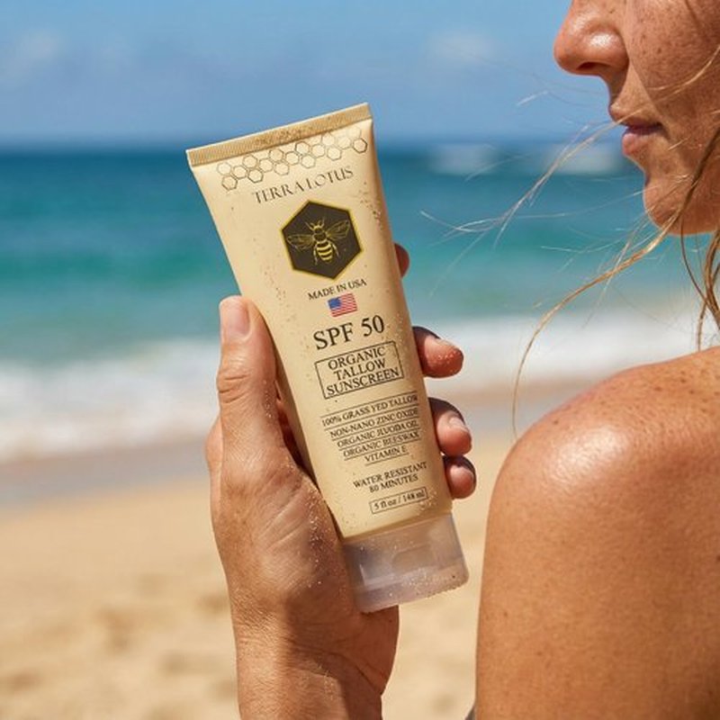 Organic Tallow Sunscreen - 50 SPF - For Face and Body - With 100% Grass-Fed Tallow and Non-Nano Zinc Oxide Reef Safe - (5 Oz)