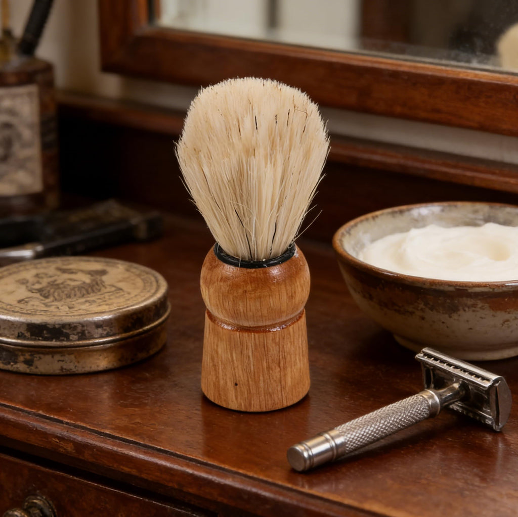 Hoement Retro Beard Brush with Handle 3.54In Compact Shaving Brush for Men S Beard Grooming Face Hair Foaming Travel Use