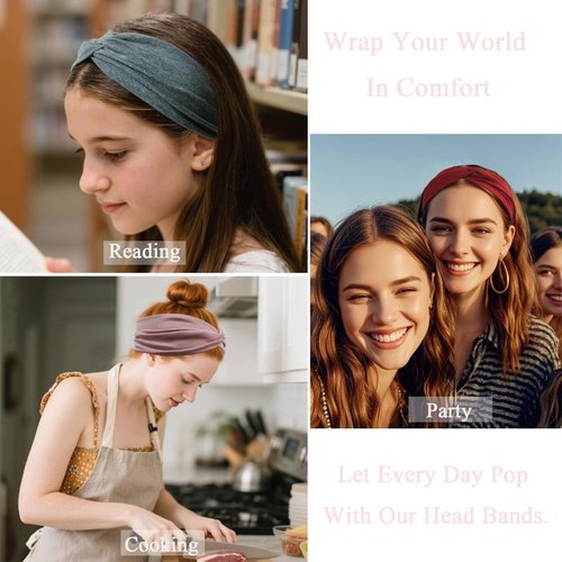 IMYORT 12 Pcs Wide Stretchy Headbands For Women Twist Knotted Headband Set Head Bands For Women’s Hair Band Soft Workout Yoga Accessories