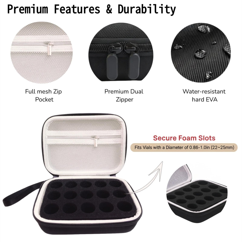 ZyCooom Peptide Case for Fridge, Peptide Case for 5-10ml Vials-15 Slots