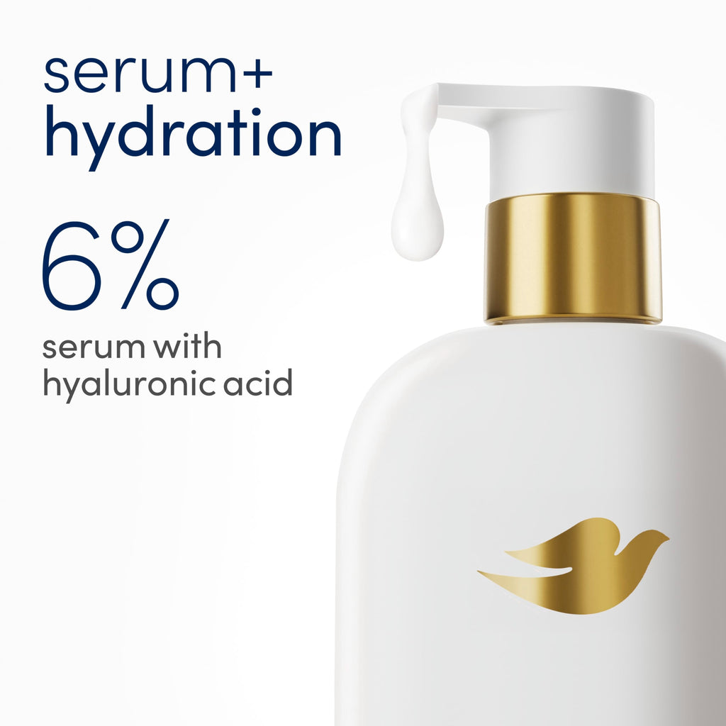 Dove Body Wash Hydration Boost Actively drenches dry skin 6% hydration serum with hyaluronic 18.5 oz