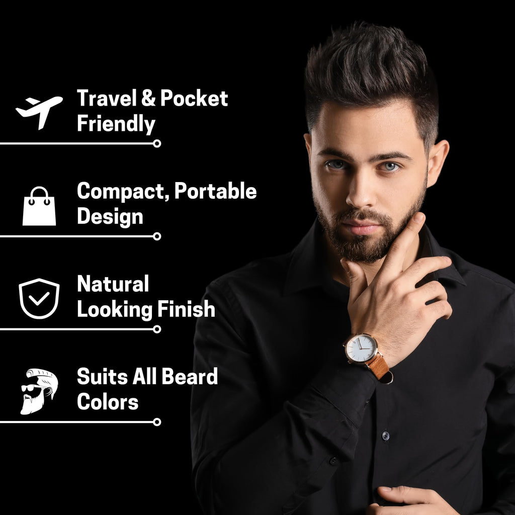 Beard Pencil Filler and Stencil Guide Template Shaper for Men Beard Lineup Tool Shape kit Waterproof Pen with Brush Barber Styling Pencil Grooming Kit (Black Pen & Black Liner Kit)