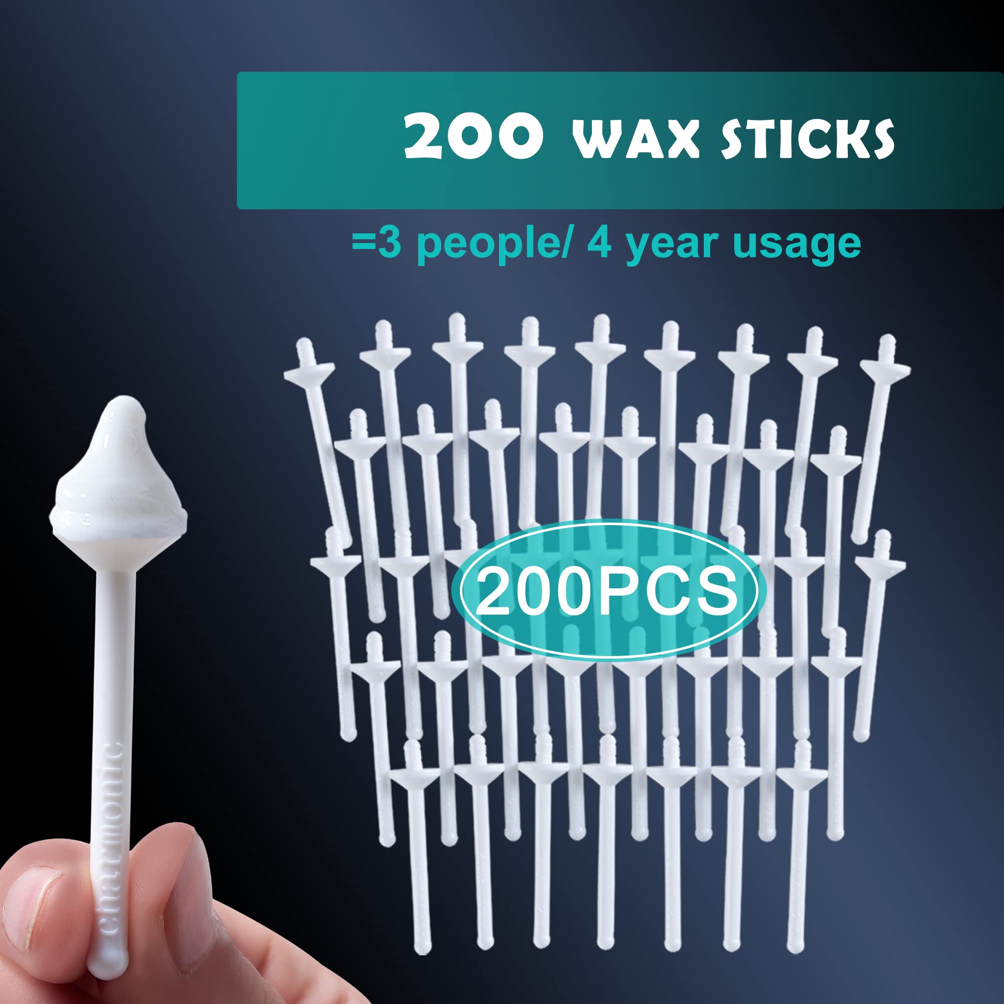 Charmonic 200 Pcs Wax Sticks, Nose Wax Kit Accessories, Waxing Sticks for Nostril Nasal Cleaning, Ear Face Eyebrows Hair Removal for Men Women