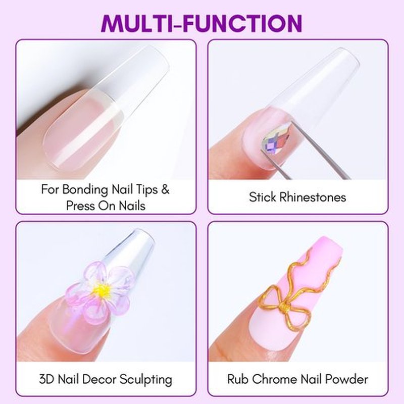Makartt Solid Nail Glue Gel: Extra Strong Gel Nail Glue for Press On Nails & Fake Tips Long-Lasting Strong Adhesion Nails Glue for Acrylic Nails Clear 3D Gels for Nail Art Home Salon UV Light Cured