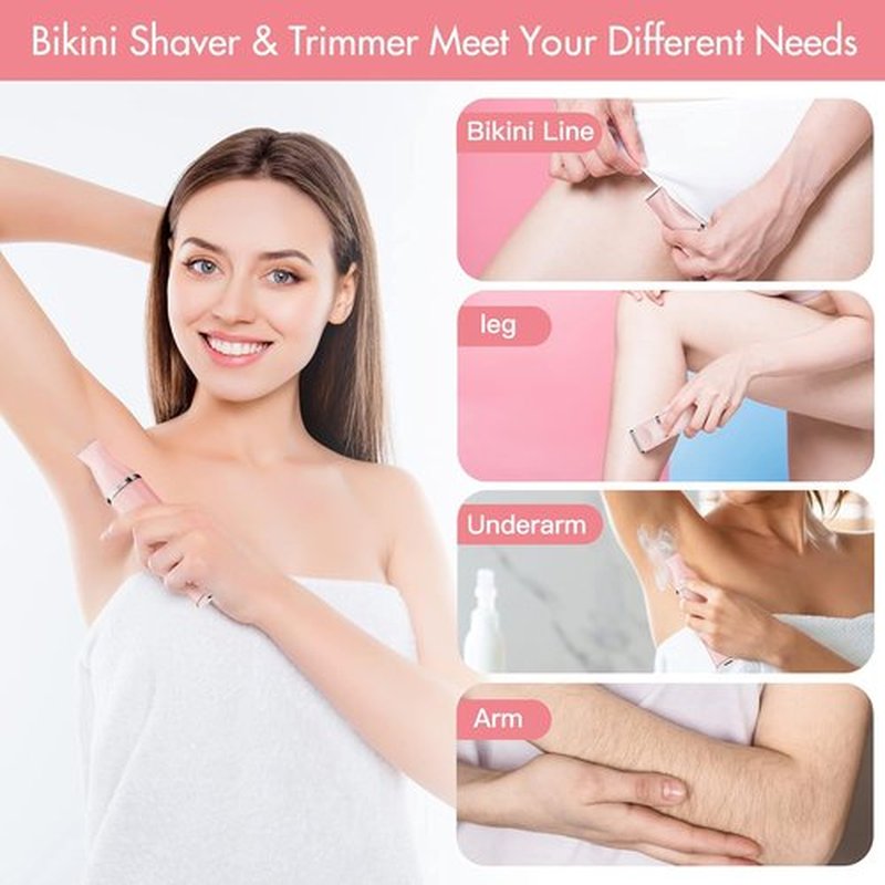 AIBRIT PRO Electric Bikini Trimmer for Women - 2-in-1 Painless Hair Removal Razor | Portable Waterproof Shaver with 2 Heads