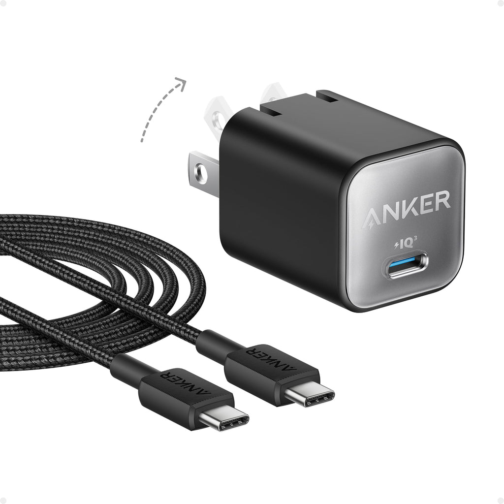 Anker Nano Phone Charger, USB C GaN Charger 30W, PIQ 3.0 Foldable PPS Fast Charger USB C for iPhone 17/16 and More Series, Galaxy, iPad, Compatible with MagSafe