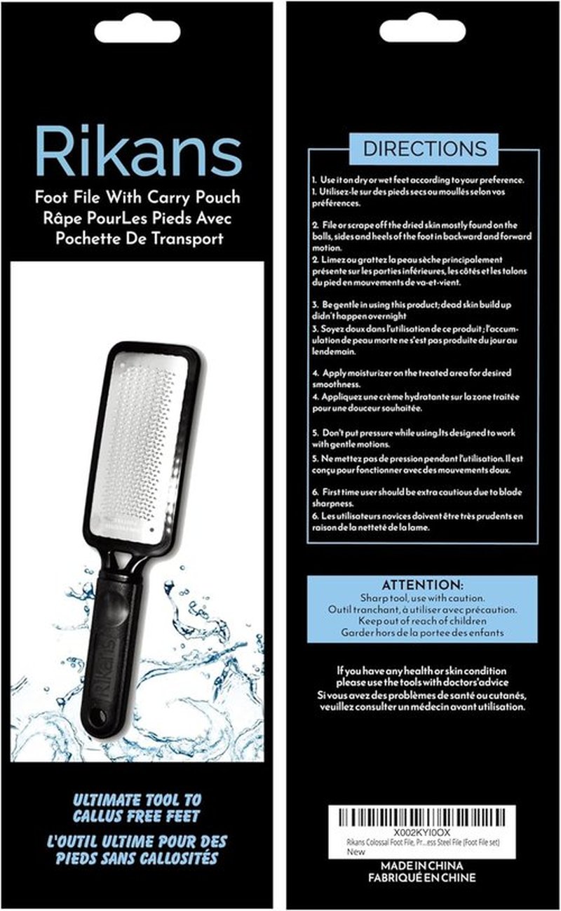 Rikans Colossal Foot File - Professional Callus Remover Tool for Smooth Feet | Stainless Steel, Wet/Dry Use
