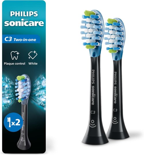 Philips Sonicare C3 Replacement Electric Toothbrush Heads - Black, 2 Pack, HX9042/95