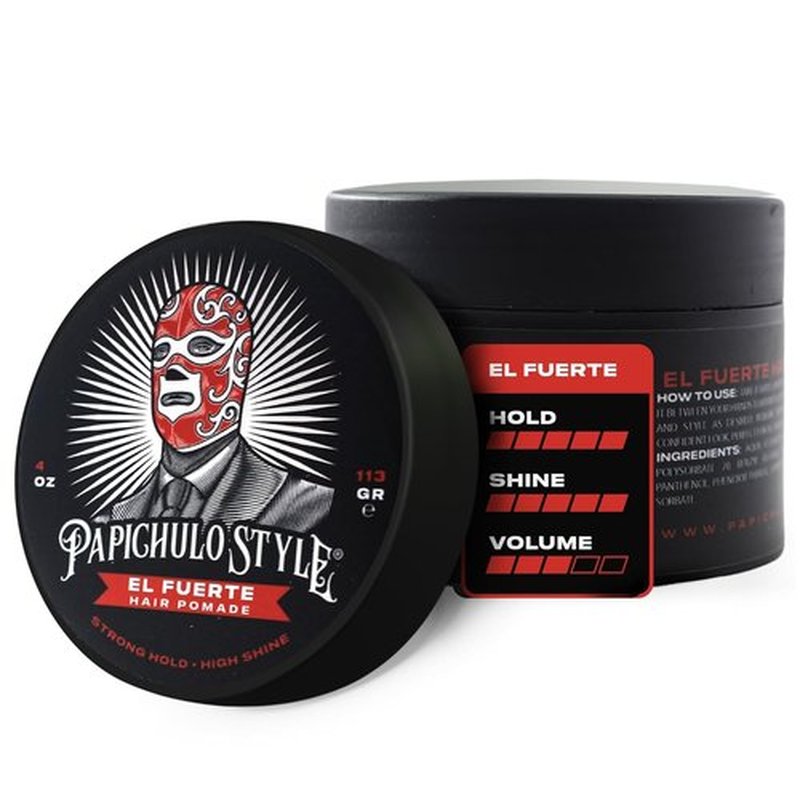 Papichulo Style Deluxe Pomade “El Fuerte” - Strong Hold & High Shine - Water-Based, Flake-Free, Easy Washout - 4 oz