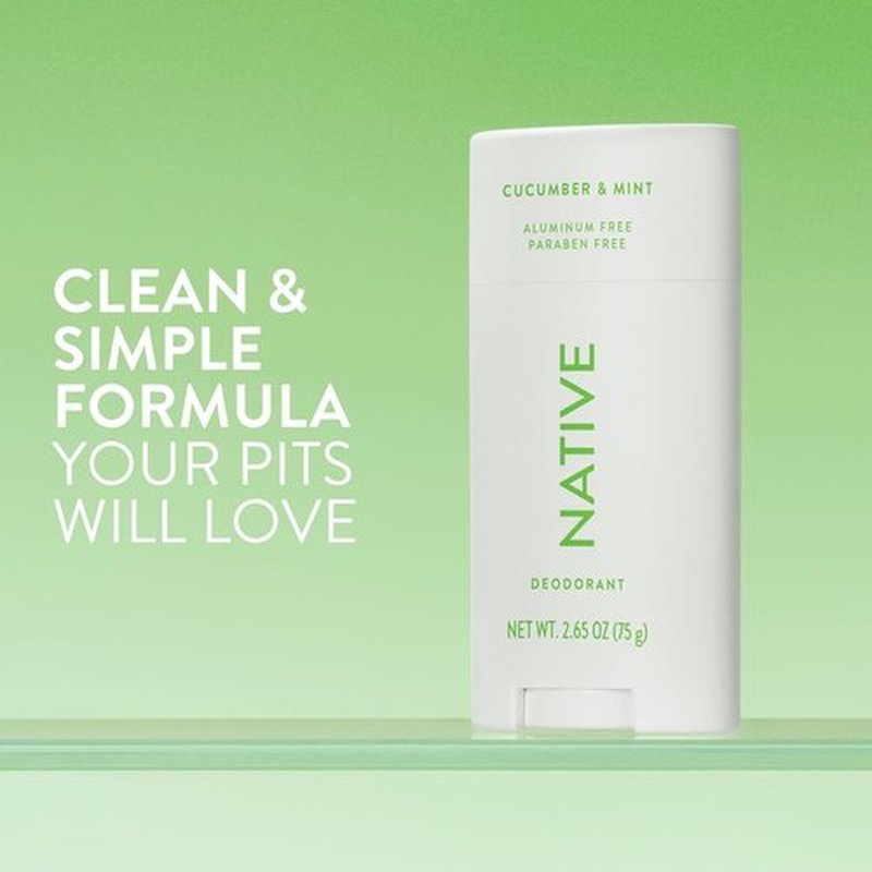 Native Deodorant | Aluminum-Free Cucumber & Mint | 72-Hour Odor Control | 2.65oz for Men & Women
