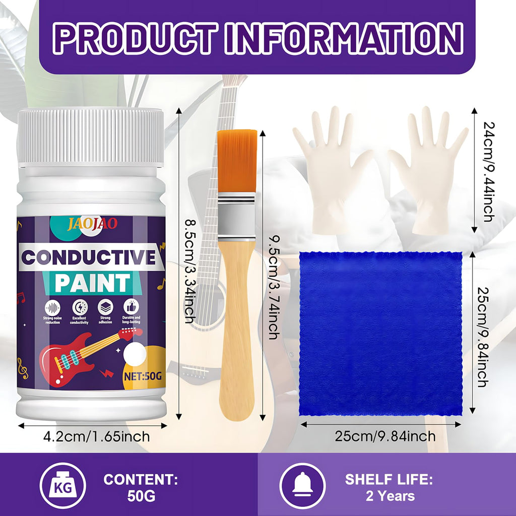 JAOJAO Conductive Paint, Guitar Shielding Paint, for Cavity Shielding, 50g