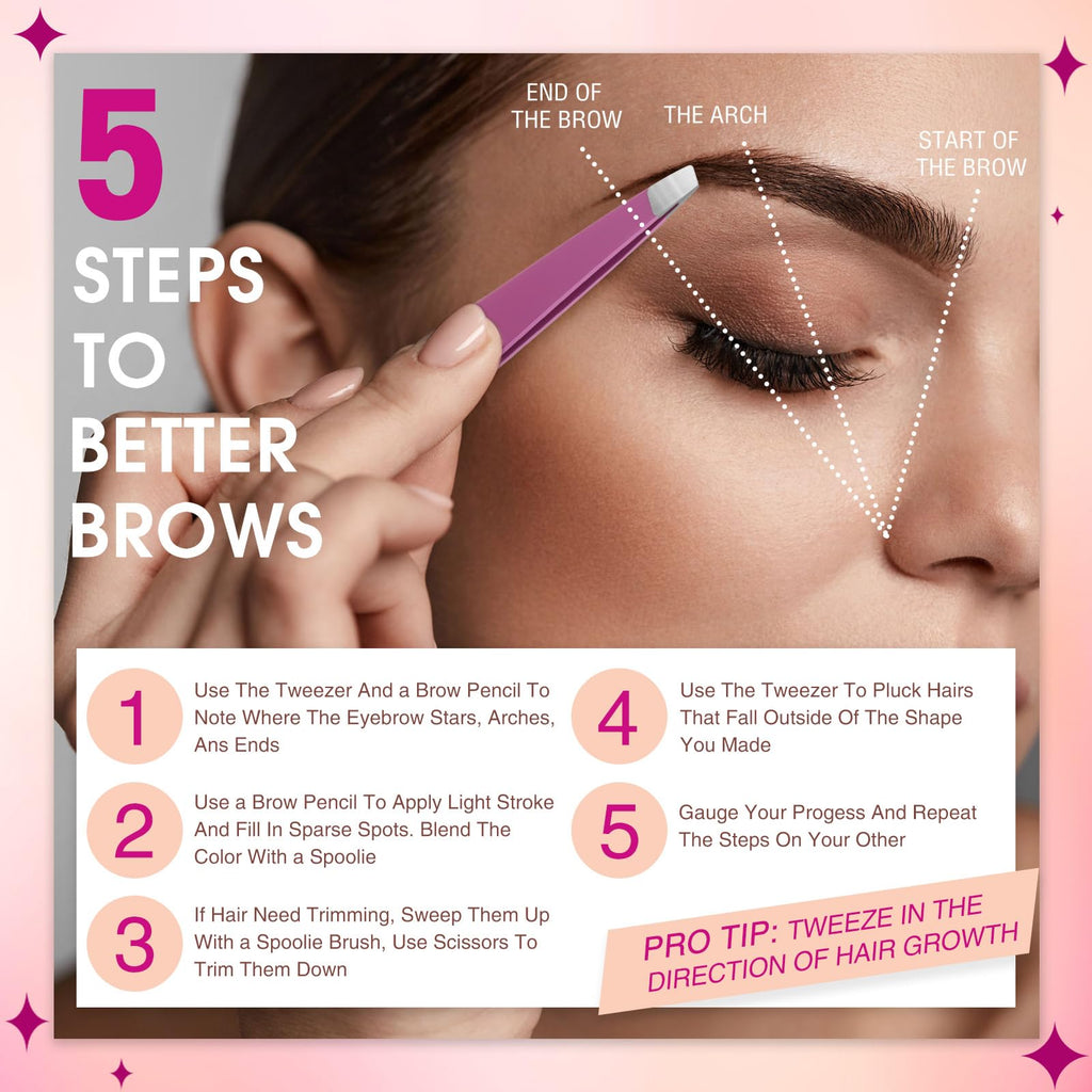Mudder 12 Pcs Eyebrow Tweezers Set for Facial Hair Stainless Steel Slanted Tip Tweezers in Bulk for Men and Women(Purple)