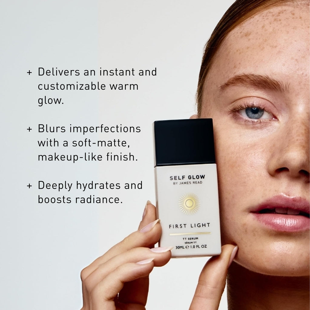 Self Glow by James Read - First Light Tinted Tan Serum | Hydrate, Even Skin | Buildable, Lightweight, Matte Finish (30 mL | 1 fl oz)