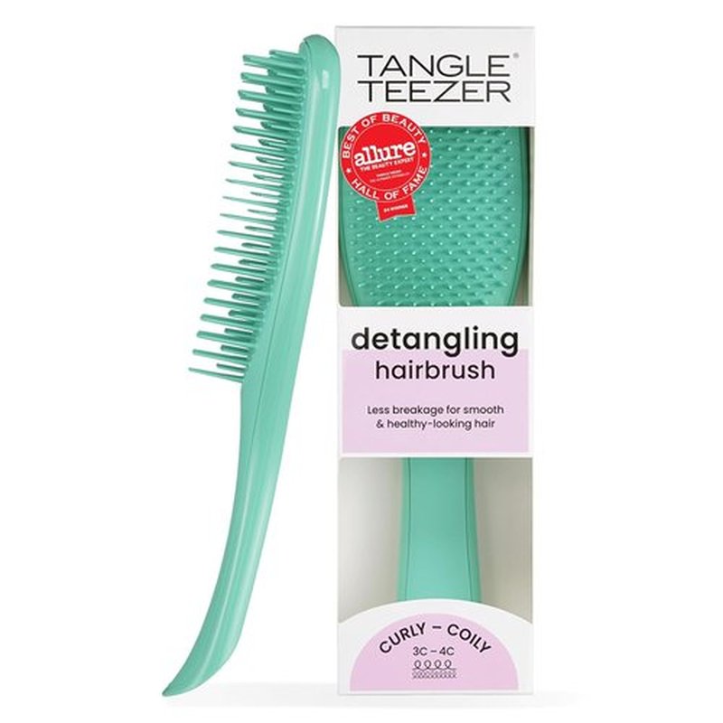 Tangle Teezer Ultimate Detangler Brush - Reduces Frizz & Breakage for 3C to 4C Curly Hair - Aqua Green
