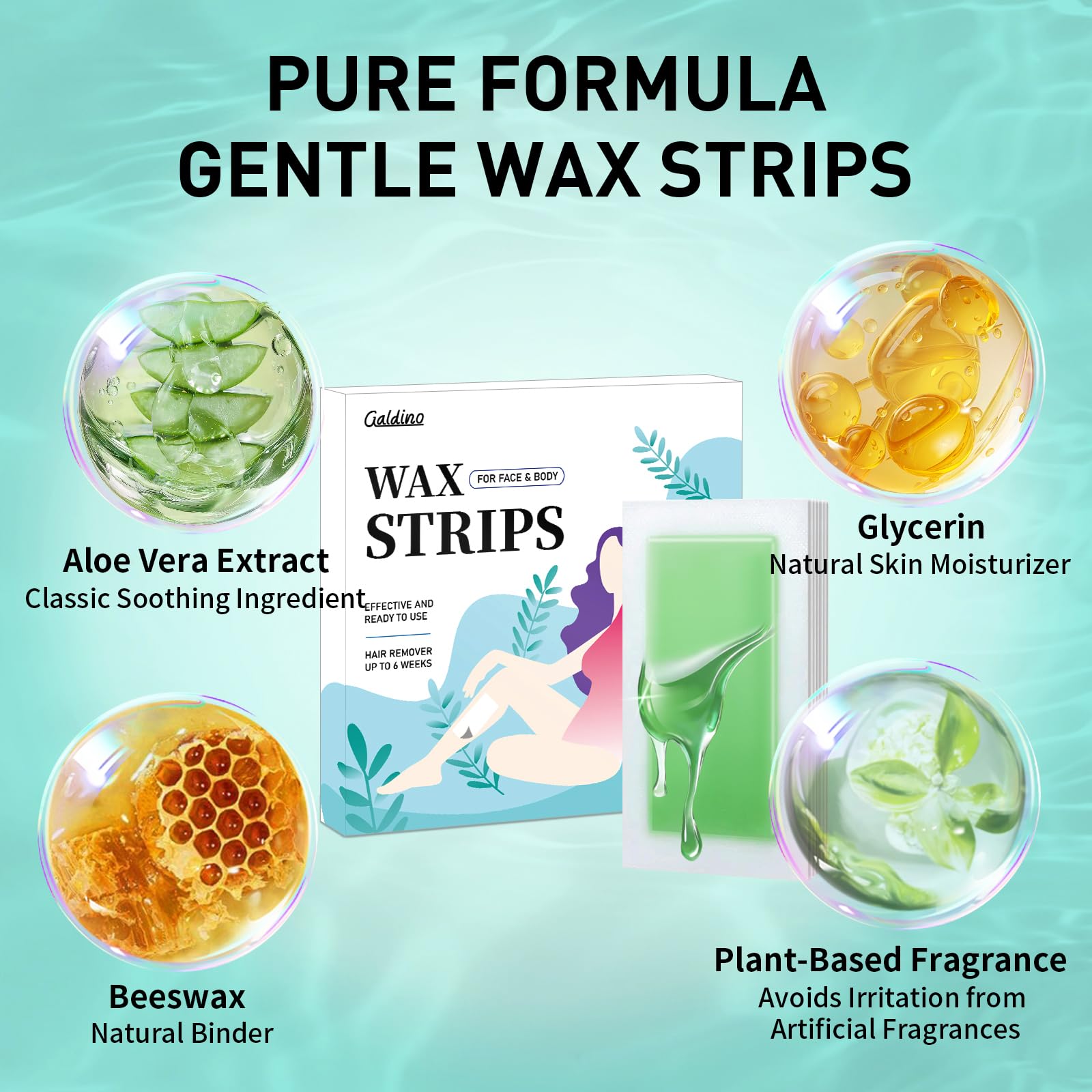 Wax Strips, 80pcs Wax Strips For Face & Body, Waxing Strips For Women, For Bikini, Lip, Body, Facial Hair Removal (40*Big, 40*Small，6*Wipes)