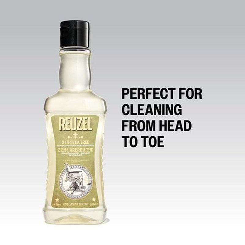 Reuzel 3-In-1 Tea Tree Shampoo - Deep Cleansing Formula for Hair and Body 12 oz