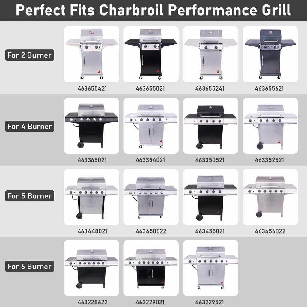 Grill Replacement Parts for Charbroil Performance 5 Burner 463448021 463450022 463451022, 4 Burner 463365021 463352521, Charbroil Grill Parts Include Heat Plate,Burner, Igniter,Crossover Tube