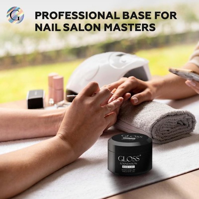 GLOSS Rubber Base Gel Polish | 30ml Professional Rubber Base Coat Gel for Long-Lasting Adhesion, Soak Off UV LED Formula, Ideal for Nail Technicians