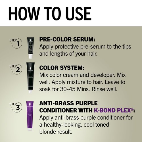 Schwarzkopf Keratin Blonde Hair Dye, 001 High Lift Platinum Blonde, Professional Quality Permanent Hair Color, Bond Enforcing System, Pre-Color Serum & Purple Conditioner Included