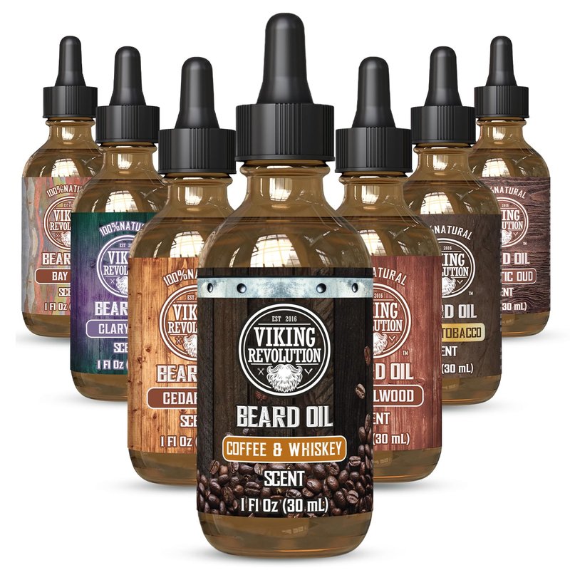 Viking Revolution Coffee Whiskey Beard Oil - Natural Argan & Jojoba Oil Beard Conditioner for Men | 1 Pack
