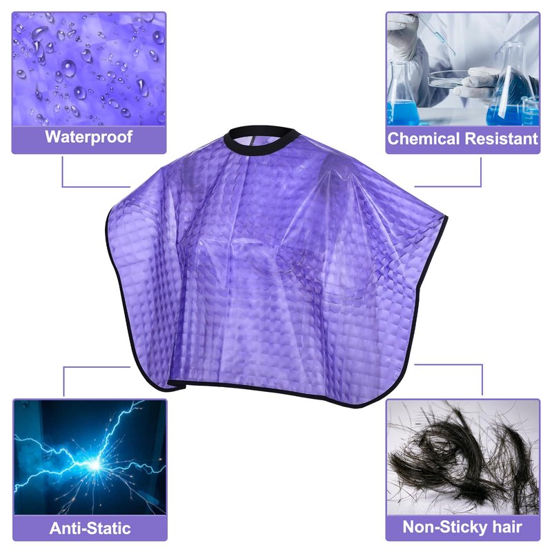 Zhanmai 4 Pcs Hair Color Shampoo Cape for Salons Waterproof Reusable Hair Dye Capes Makeup Haircutting Bleaching Salon Apron for Barber(Purple)