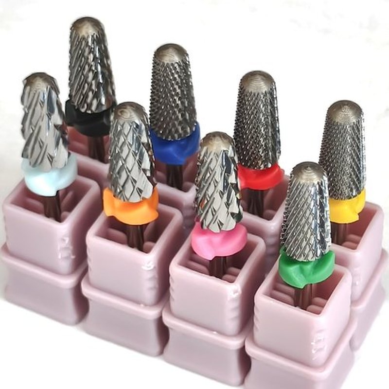 2XC 6.6mm Super Cut Tapered Barrel Nail Drill Bit, 3/32” Round Top Tungsten Carbide Efile Bit, Upward Deep Cut for Fast Gel & Acrylic Removal, Right-Handed Professional Manicure Tools, Double Coarse