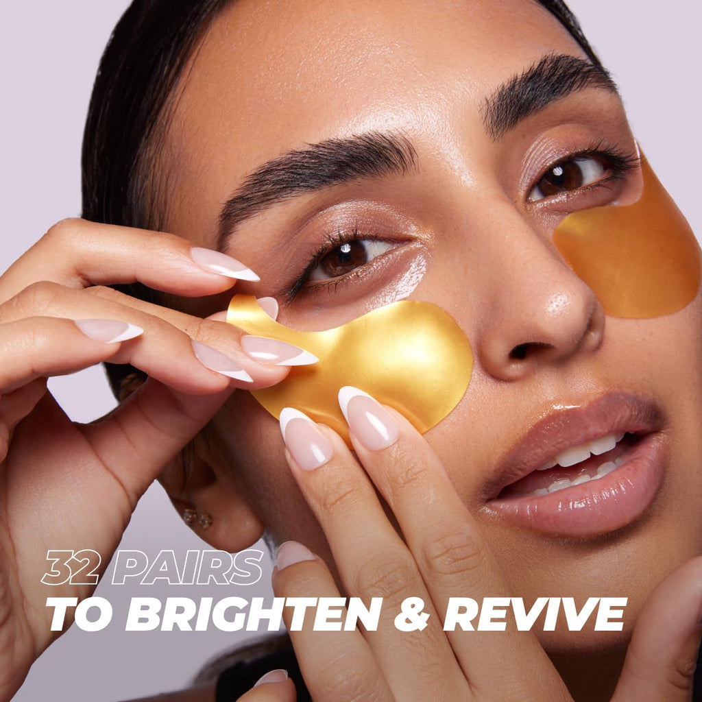 Vitamasques Golden Hydrogel Eye Pads For Puffy Eyes & Dark Circles – Refresh in 15 minutes - Formulated in Korea - 32 Pairs / 64 HydroGel Eye Pads