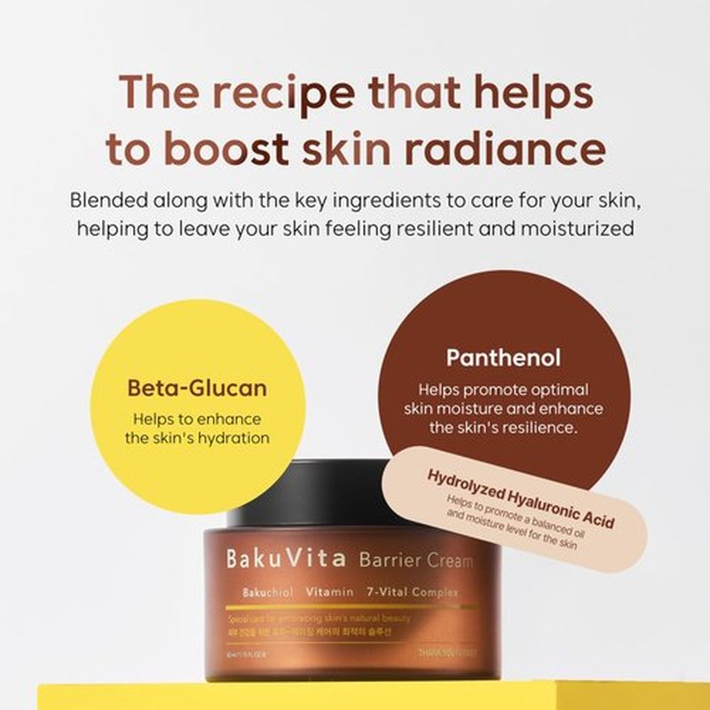 THANKYOU FARMER BakuVita Barrier Cream - Bakuchiol Cream, Day & Night Korean Moisturizer, Bakuchiol Retinol Alternative, Vitamin C + E Korean Serum, Pore Care, Firming, Vegan 1.75 fl oz (50ml)
