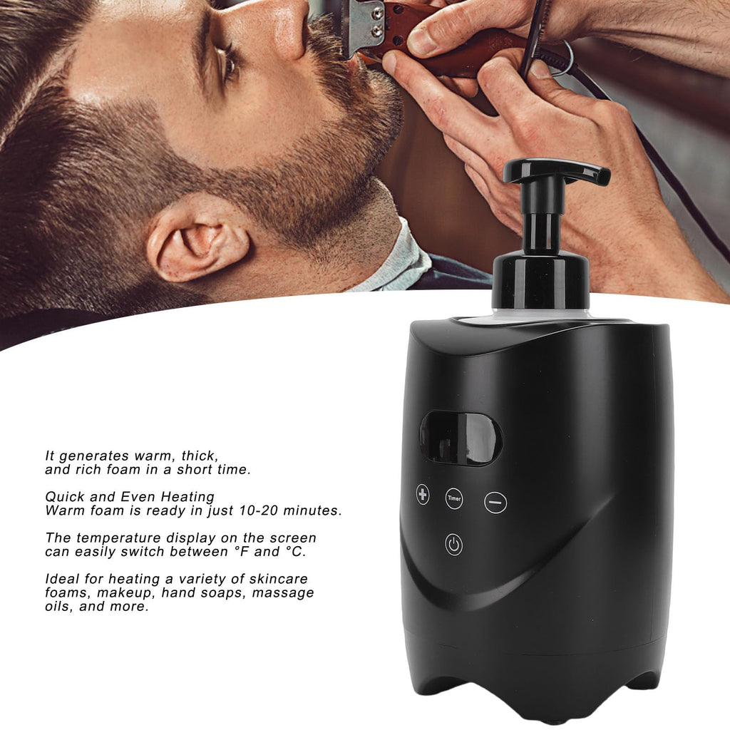 Hamwesh Hot Lather Machine, 500ml Large Capacity Lather Maker For Men Face Shaving, 86-167F Dual Temperature Display Electric Shaving Cream Warmer Machine for Home Salon Barbershop (US Plug 110V)