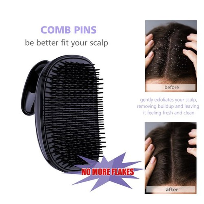 Skiennix 2-in-1 Scalp Massager Shampoo Brush - Exfoliator for Dandruff & Hair Growth | Black Purple