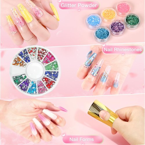 Acrylic Nail Kit For Beginners - 3-Color Powder (Clear/White/Pink), All-In-One Home Salon Supplies, Long-Lasting & Perfect Gift