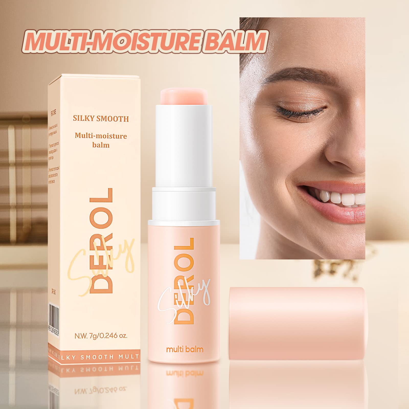 LOKFAR 1PCS Wrinkle Repair Moisturizing Multi Balm Stick, Anti-wrinkle Face Balm Eye Balm Body Hydrating Face Moisturizer, Wrinkle Balm Stick Face Skin Collagen Moisturizer for Dry Skin (7g/0.246 oz)
