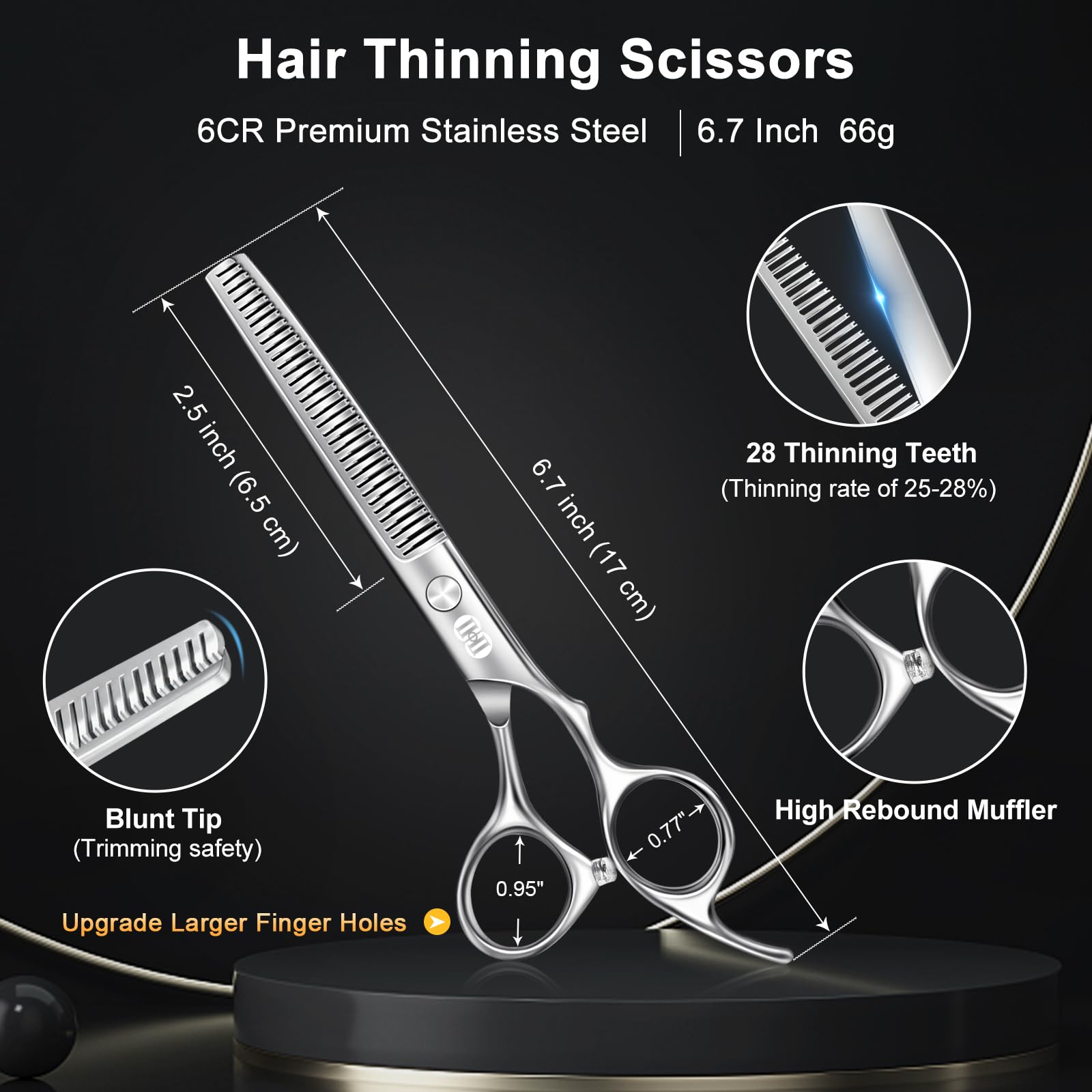 CIICII Hair Cutting Scissors Shears Kit, 6.7″ Barber Scissors Set (Silver)