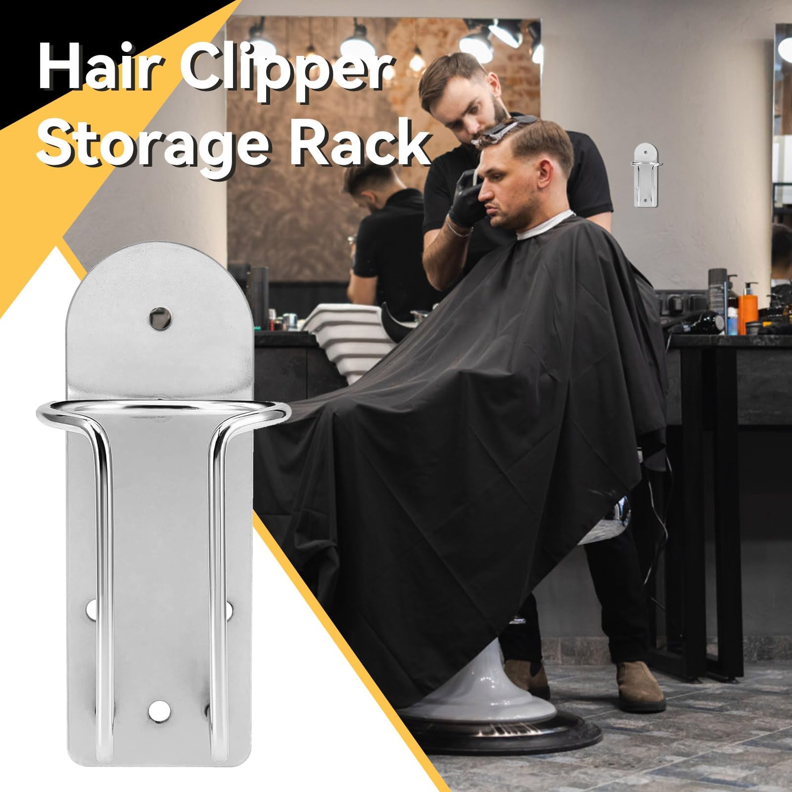 Agatige Electric Shaver Holder, Stainless Steel Wall Mounted Hair Clipper Organizer Stand Electric Hair Trimmer Cutter Rack Barbershop Accessories for Home Salon (Silver, 1PCS)