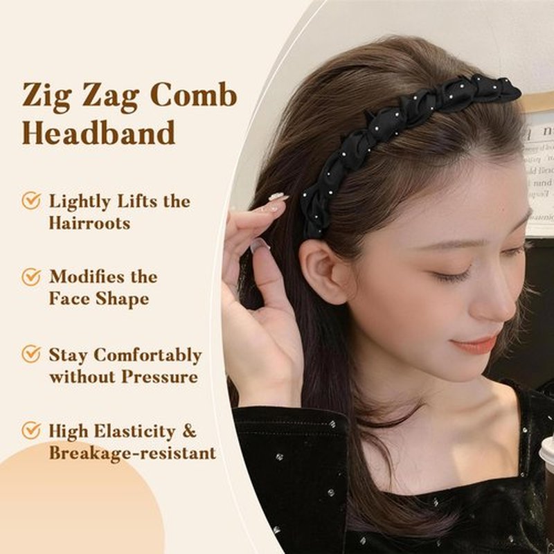 3PCS Zig Zag Headbands for Women - Non Slip Wavy Headband with Teeth Thin Zigzag Head Bands for Girls, Plastic Hair Comb Headband for Casual, Workout, Hair Accessories for Valentine’s Day Gift